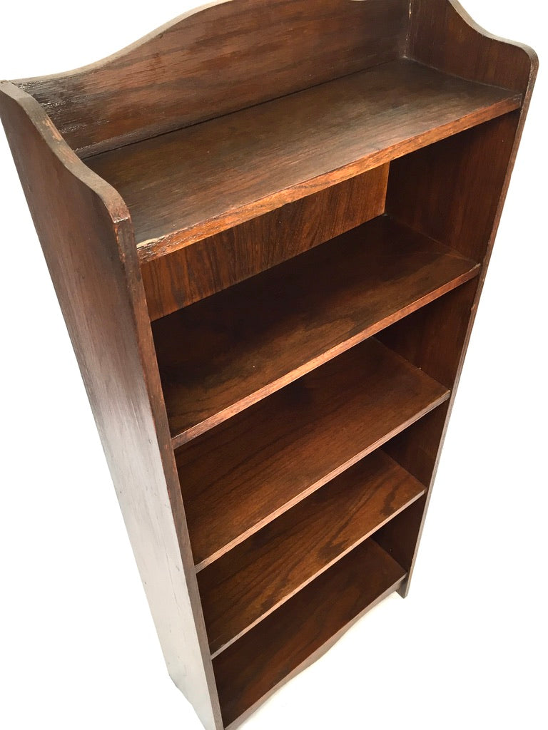 Antique Wooden Oak Bookcase / Book Shelf Display Rack Freestanding c.1950