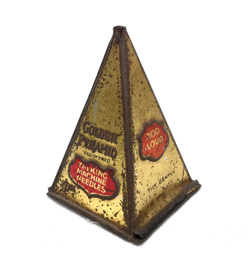 Antique Advertising - Golden Pyramid 200 Extra Loud Gramophone Needle Tin c.1920