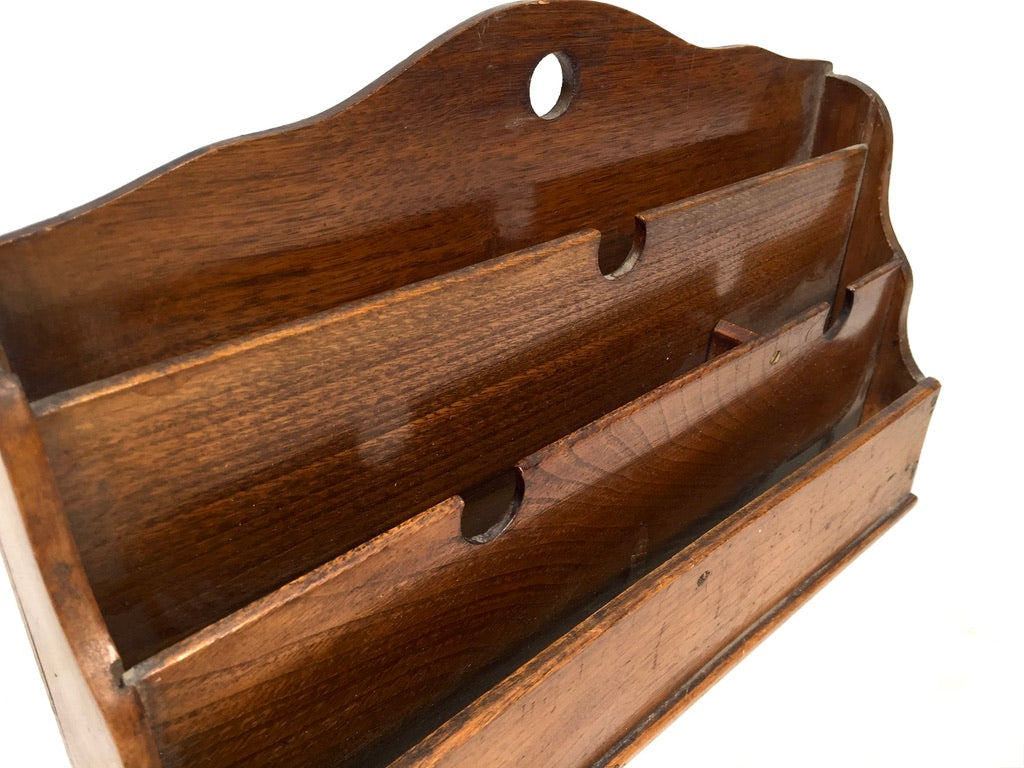 Antique 1930s Wooden Oak Desktop Letter Rack / Stationery / Paper Holder&nbsp;