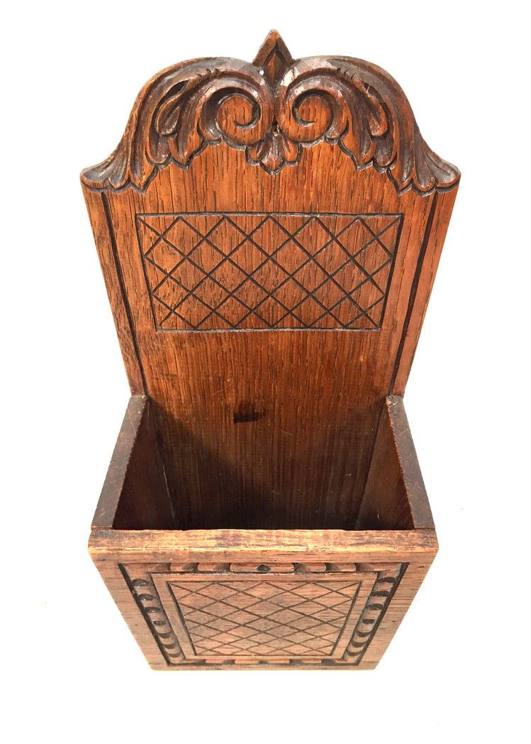 Antique Wooden Tabletop / Wall Hanging Wooden Candle Box Church Used c.1930