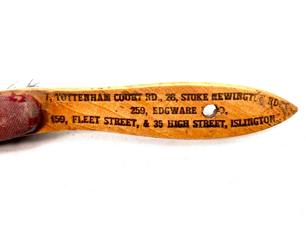 Antique Advertising - Victorian Wooden Promotional Hat Brush "Wear Dunn's Hats"