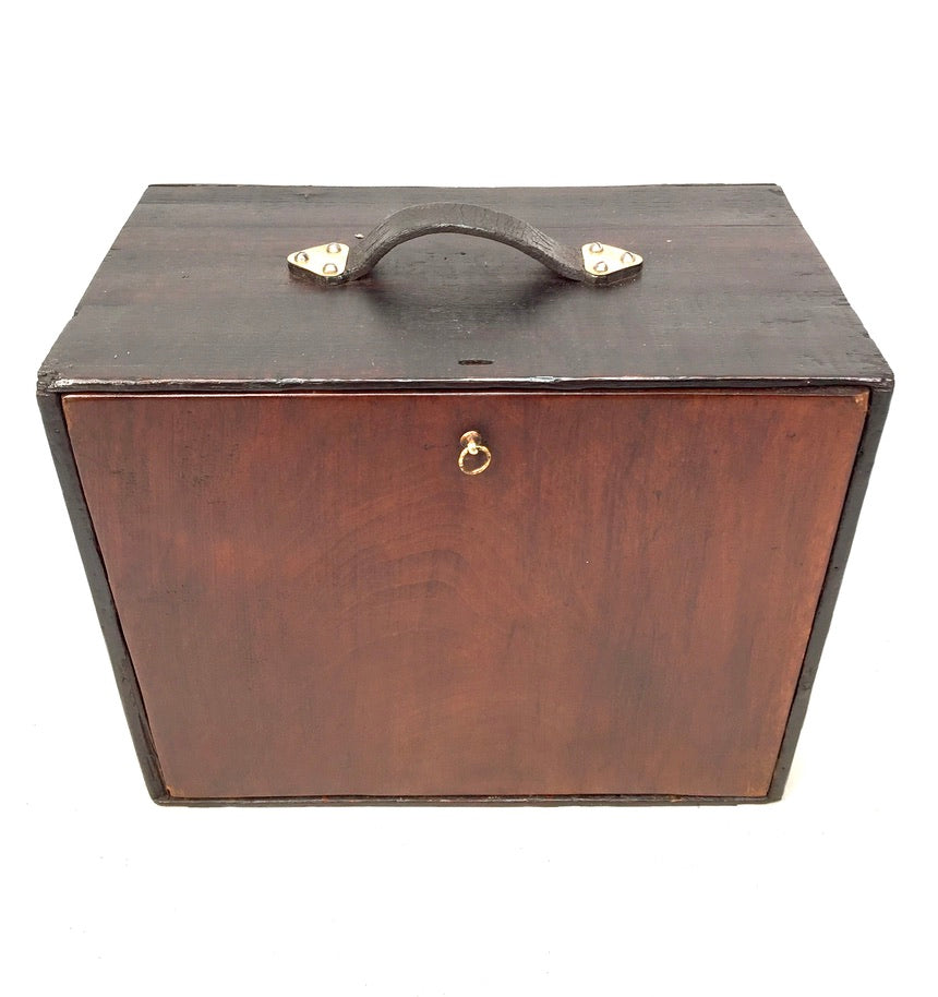 Antique Wooden Engineers Toolbox / Tool Box / Collectors Cabinet Storage Box