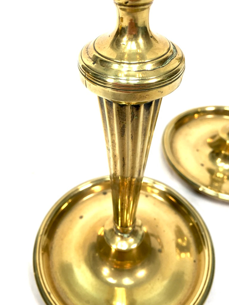Antique Pair Of Brass Candle Stick Holders Art Nouveau 20th Century c.1910