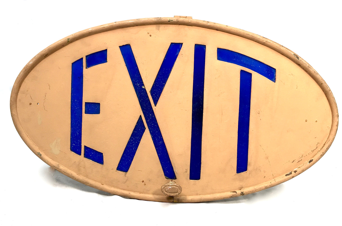 Antique Art Deco Reclaimed / Salvaged Building / Door Exit Sign / Blue c.1930