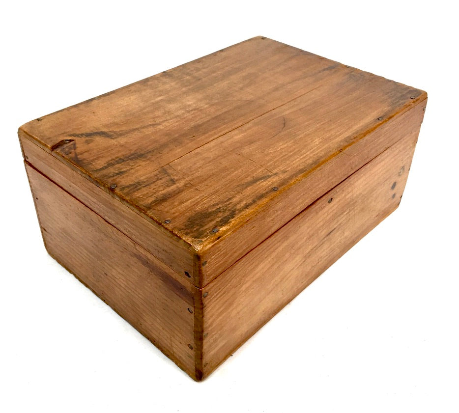 Antique Wood Storage Box with Haberdashery Sewing Collectable Items 20th Century