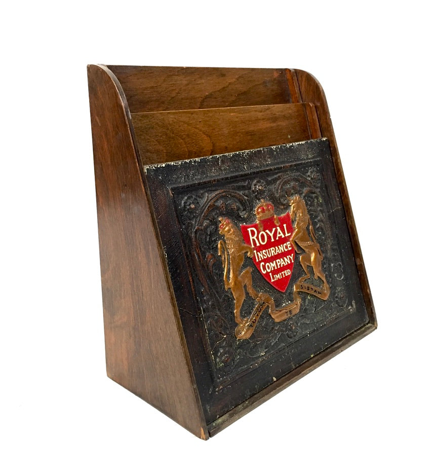 Antique Advertising - Royal Insurance Company Ltd Countertop Leaflet Holder Rack
