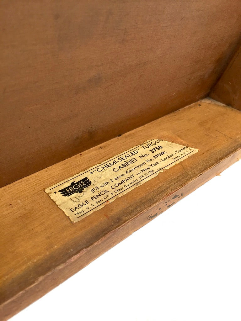 Antique Advertising - Eagle Pencil Company Wooden Shop Display Cabinet Box Case