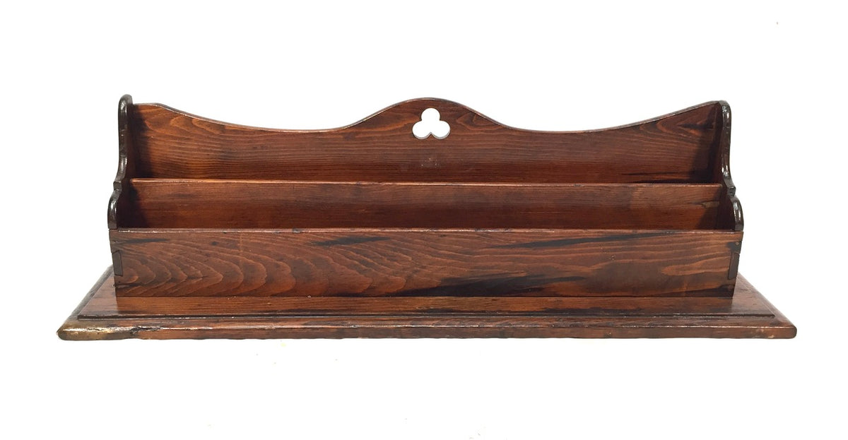 Antique Large 1930s Wooden Pine Desktop Letter Rack / Stationery Holder