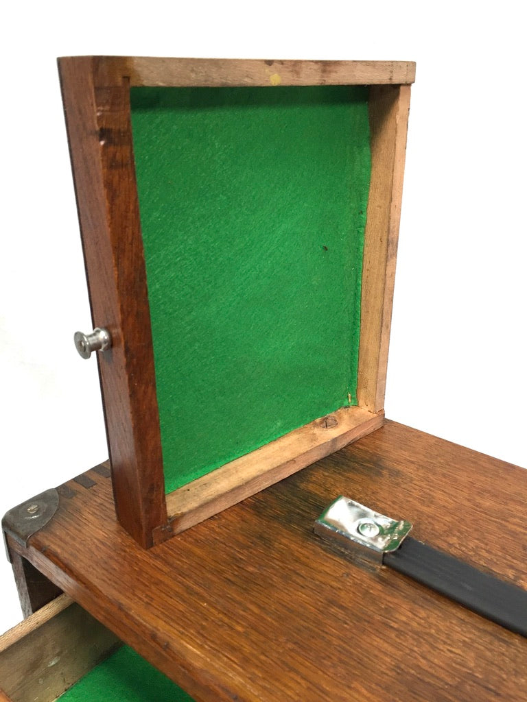 Antique Wooden Engineers Toolbox Tool Box Collectors Cabinet by Neslein with Key