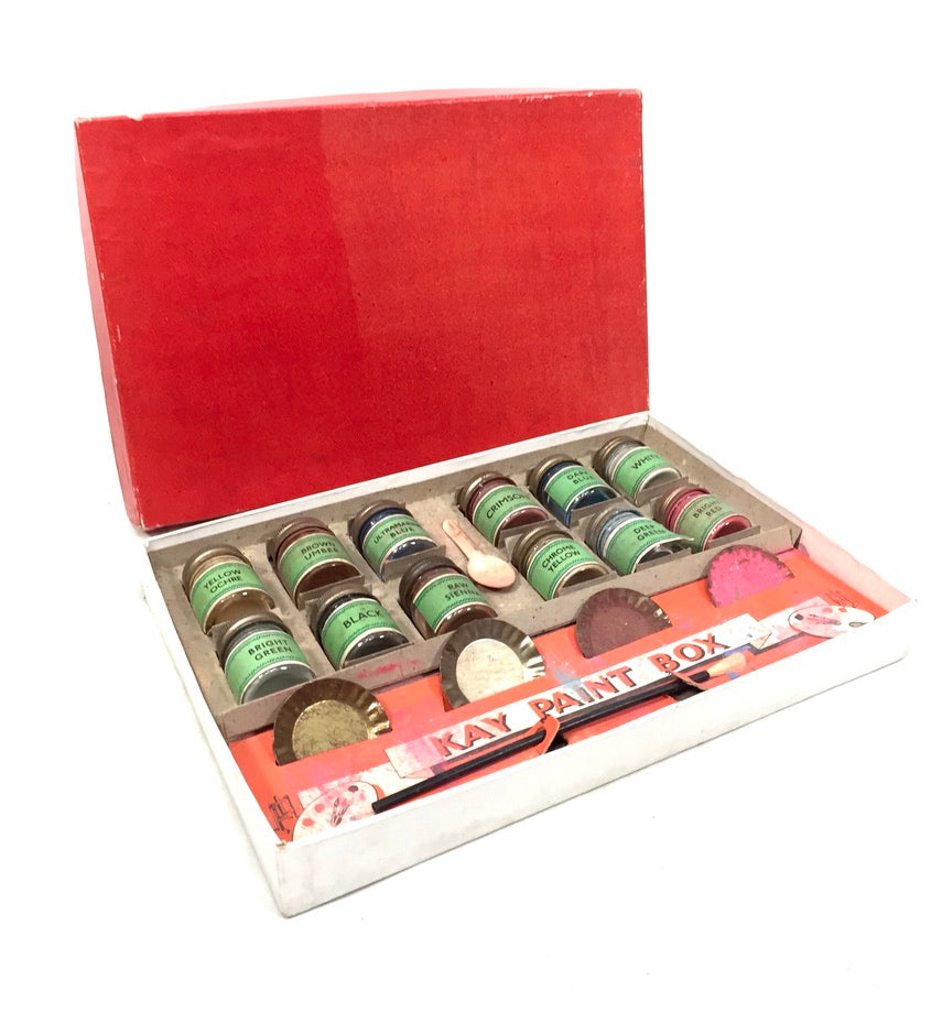 Antique Mid 20th Century Kay Dry Powder Pigment Paint Box / Artists Set in Box