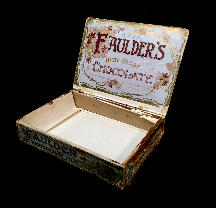 Antique Advertising - Faulder's Chocolate Confectionery Wooden Shop Display Box