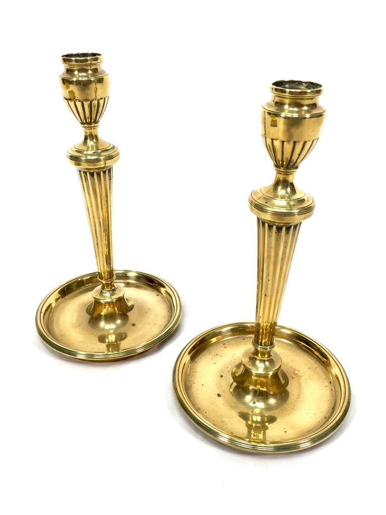 Antique Pair Of Brass Candle Stick Holders Art Nouveau 20th Century c.1910