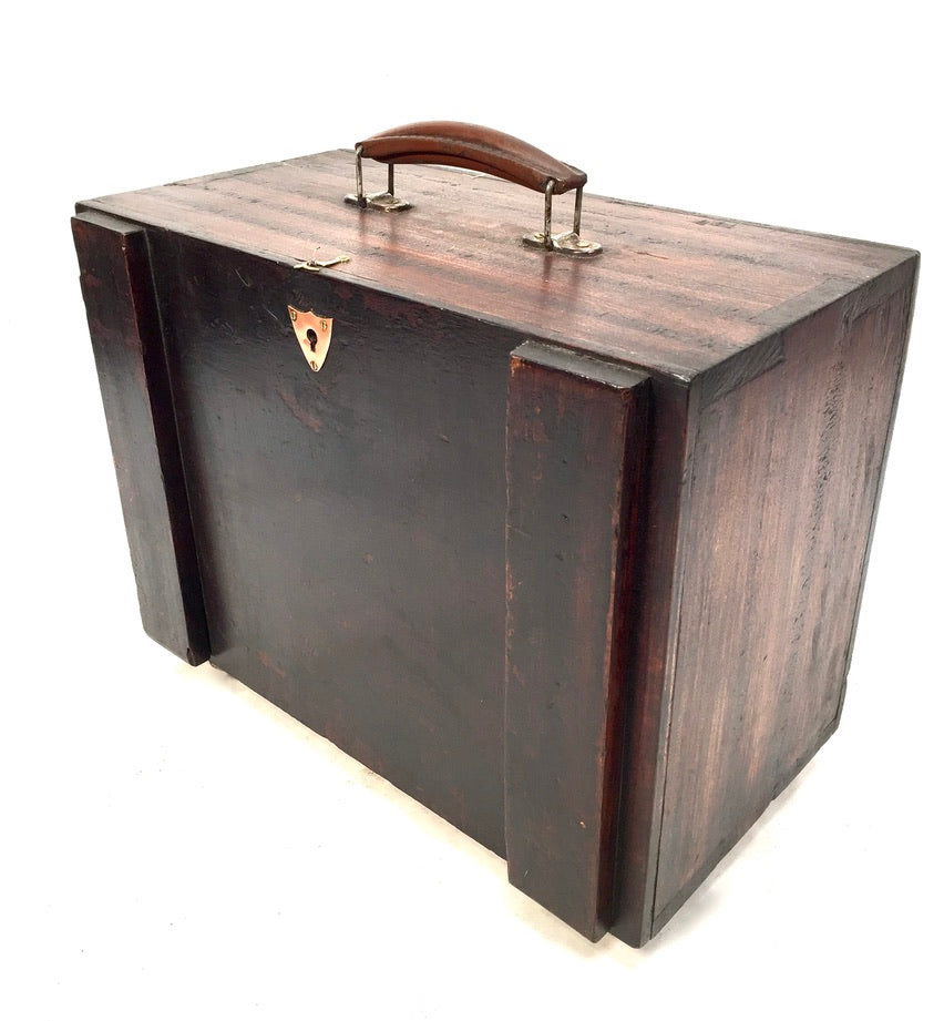 Antique Wooden Engineers Toolbox / Tool Box / Collectors Cabinet / Storage Box