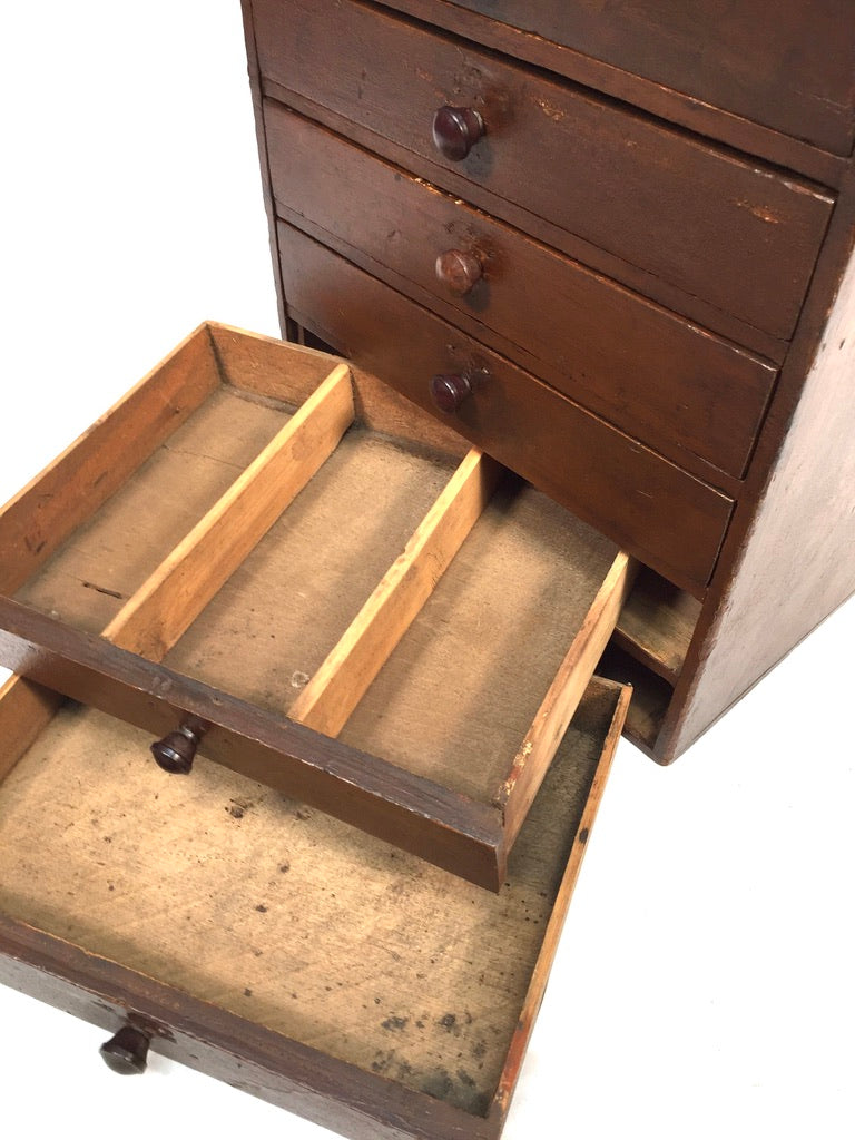 Antique Tabletop Wooden Chest of Collectors Drawers / Storage Box / Cabinet
