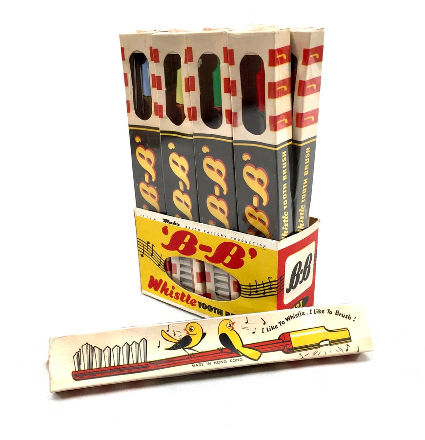 Antique Advertising - B-B Band Whistle Toothbrush Shop Display Box c.1950