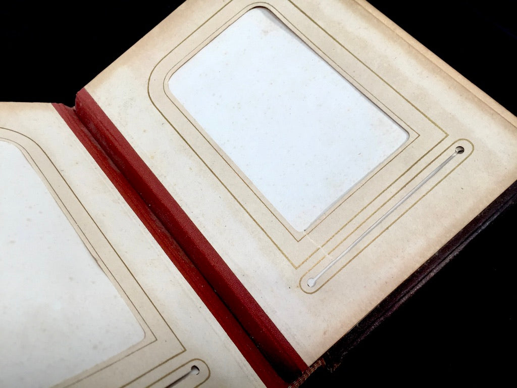 Antique 19th Century Victorian Brown Leather Bound Photo Album Book c.1890