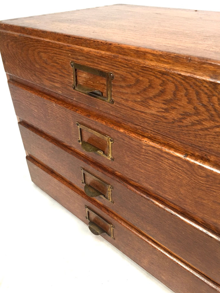Antique Tabletop Wooden Chest of Drawers / Filing Storage Box Collectors Cabinet