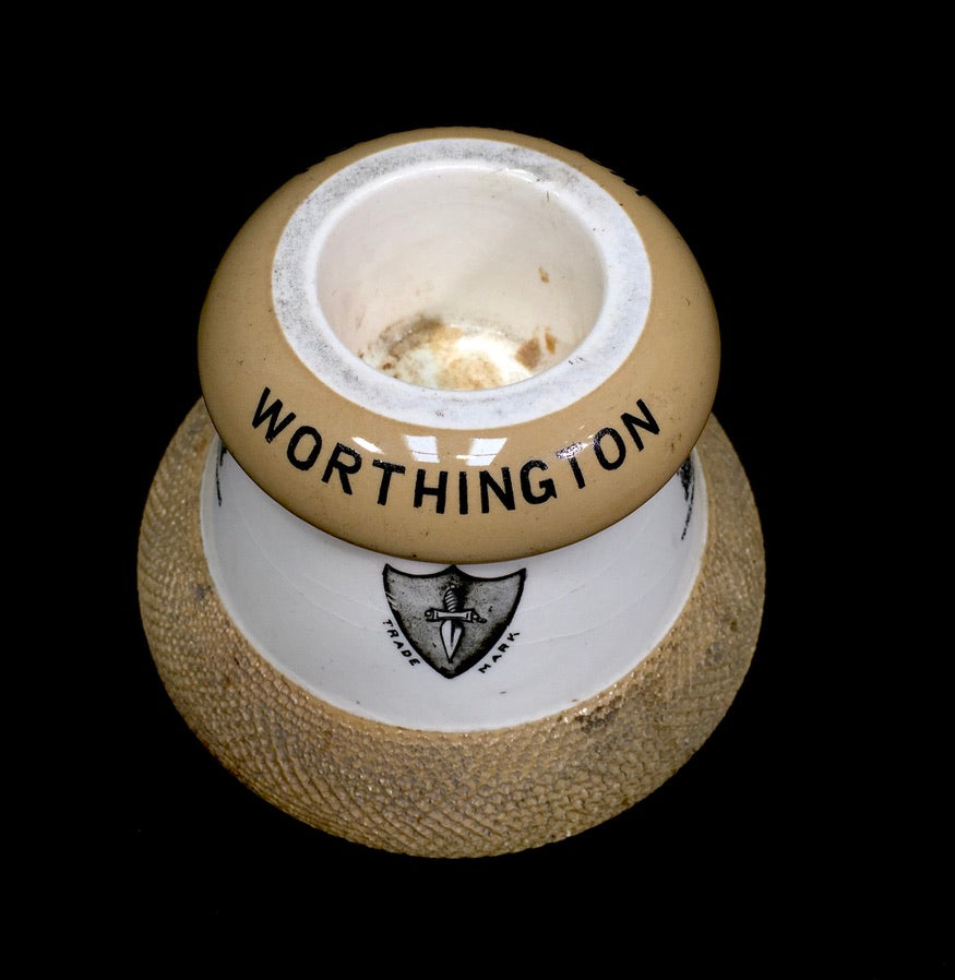 Antique Advertising Ceramic Worthington Match Stick Holder & Striker - Fieldings