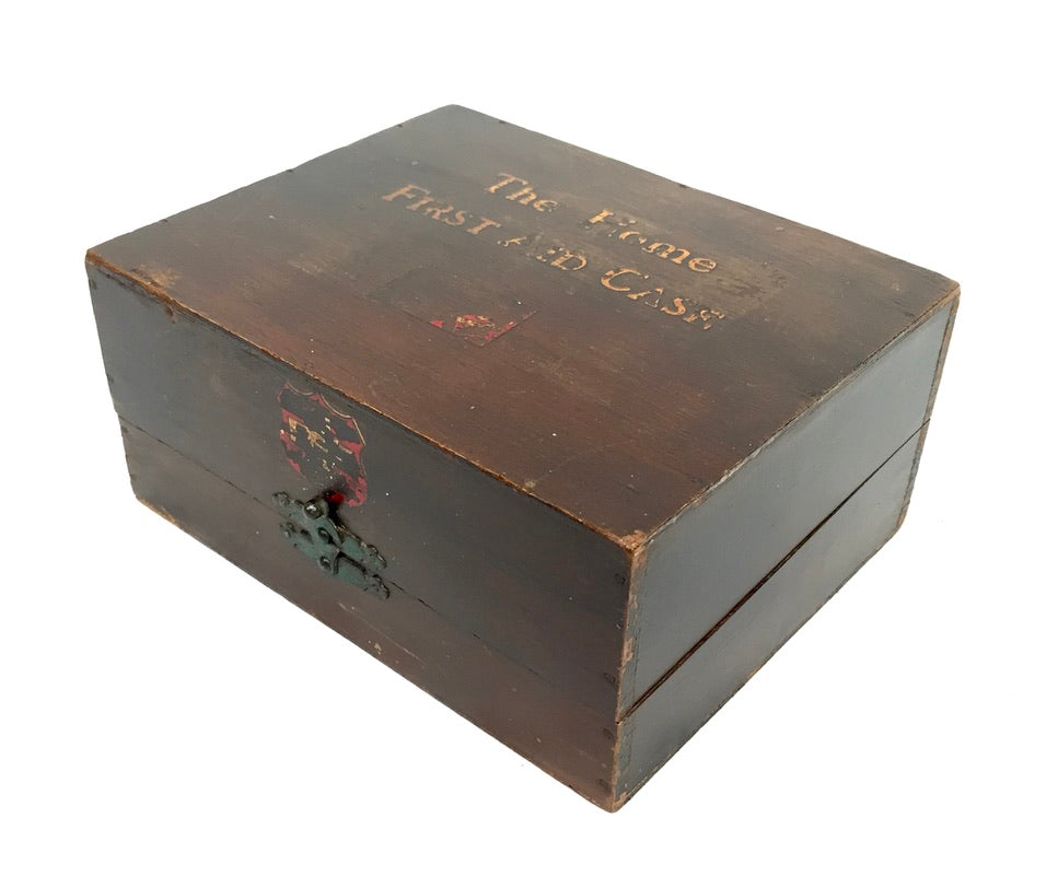 Antique Wooden Boots The Home First Aid Box & Full Contents Apothecary