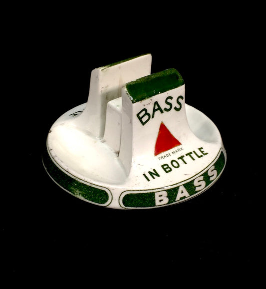 Antique Advertising Ceramic Bass in Bottle Match Box Holder & Striker - Mintons
