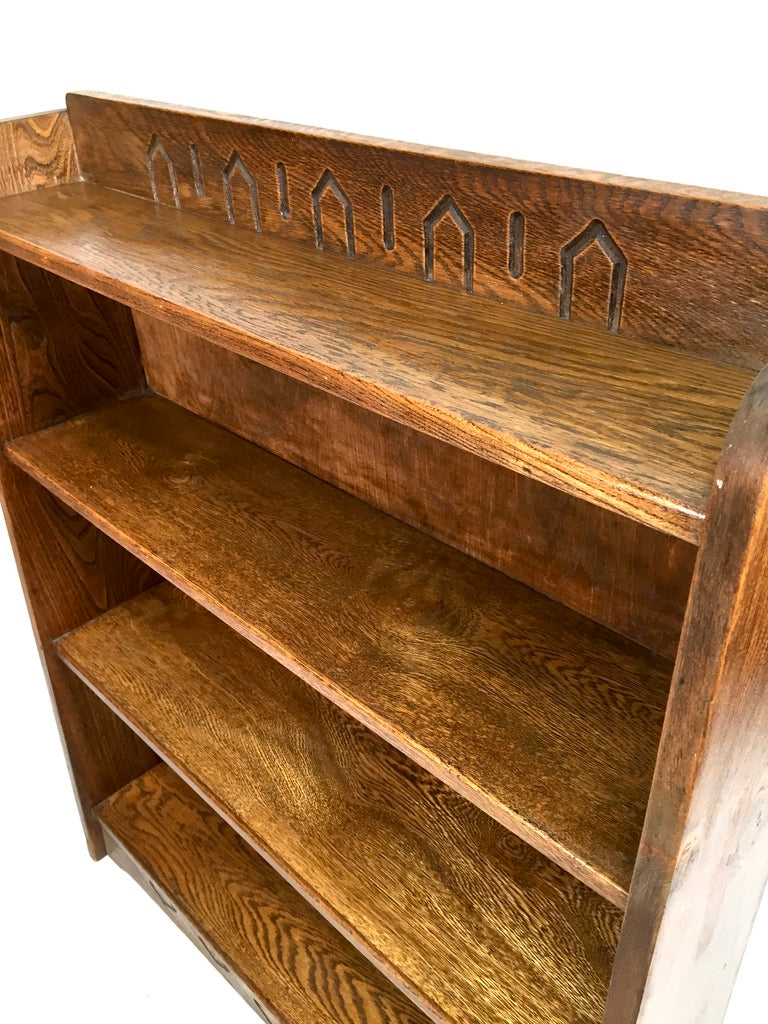 Antique Wooden Oak Bookcase / Book Shelf Display Rack Freestanding / Vintage