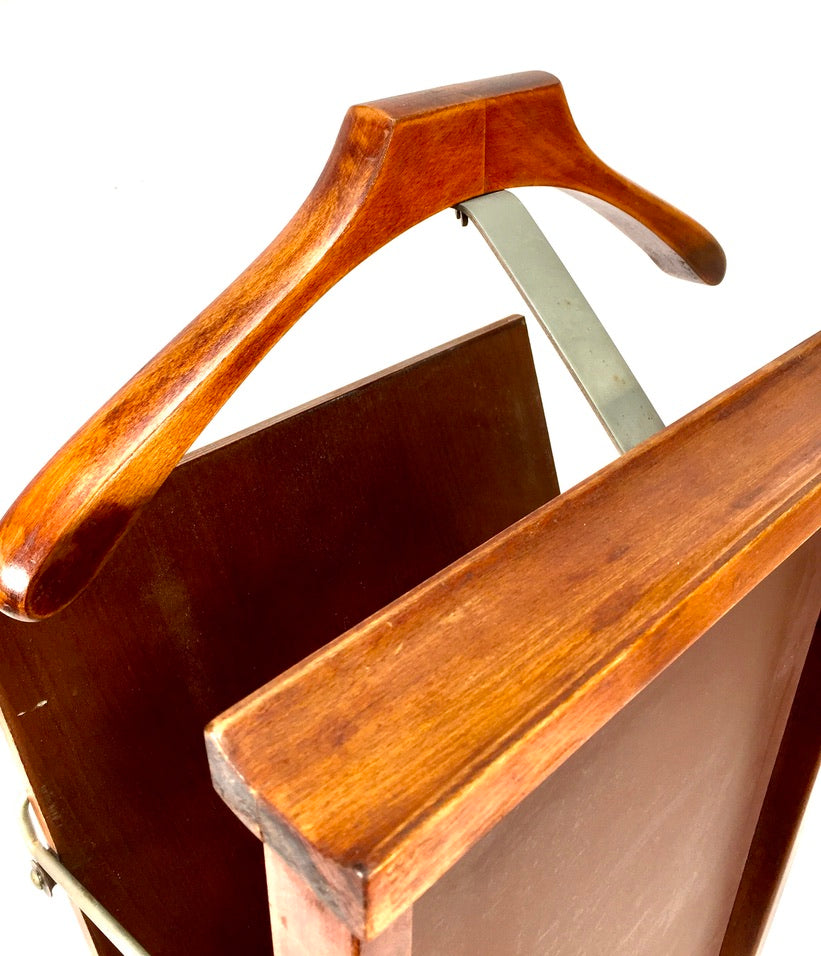 Antique Wooden Gentlemens Valet Stand & Trousers Press Mid 20th Century