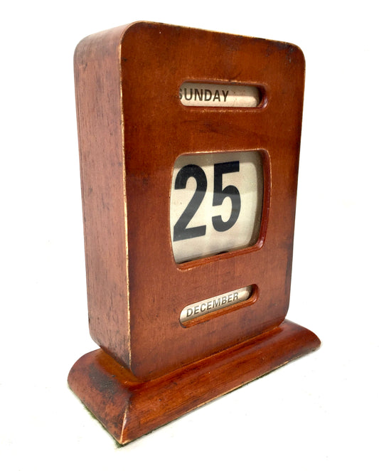 Antique Wooden & Chrome Office Desk Art Deco Perpetual Calendar c.1930 Working