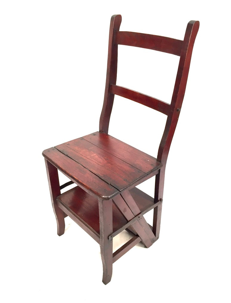 Antique 19th Century Wooden Oak Metamorphic Library Chair / Steps / Victorian