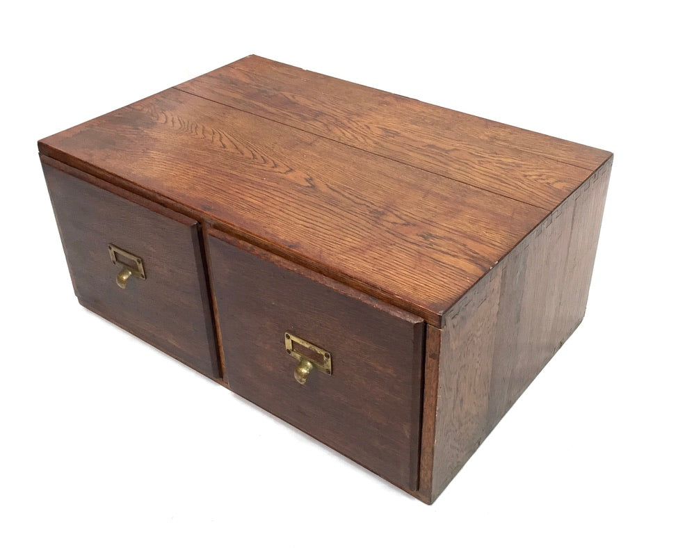 Antique 20th Century Tabletop Wooden Index Card Drawers / Storage Box c.1930