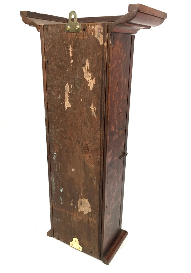 Antique Wooden Oak Glass Shop Wall Display Cabinet / Collectors Unit c.1910