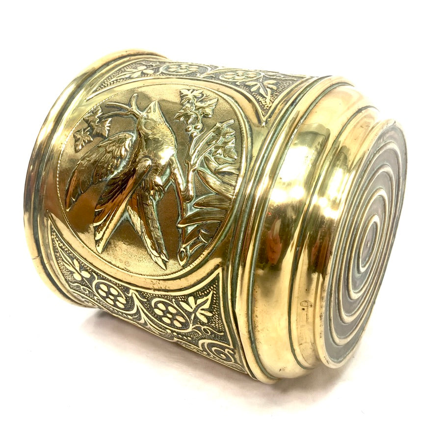 Antique Metal Brass Planter / Indoor Plant Pot / Art Nouveau Cache Pot c.1900