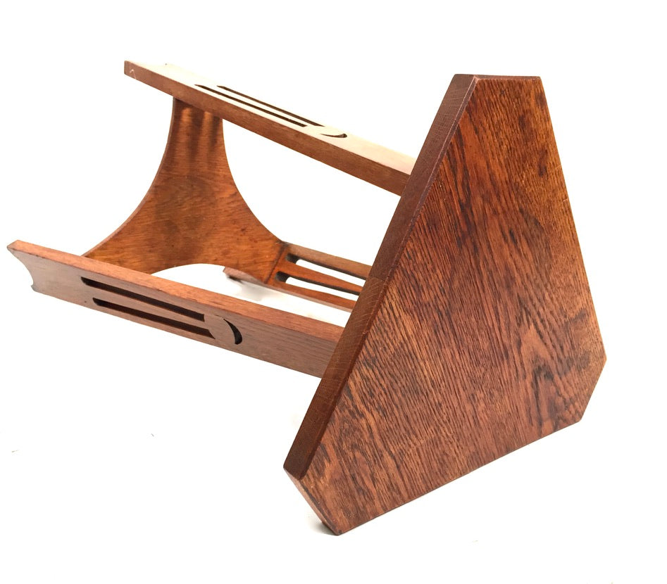 Antique Arts & Crafts Oak Wooden Carved Tripod Occasional Lamp Plant Table c1930