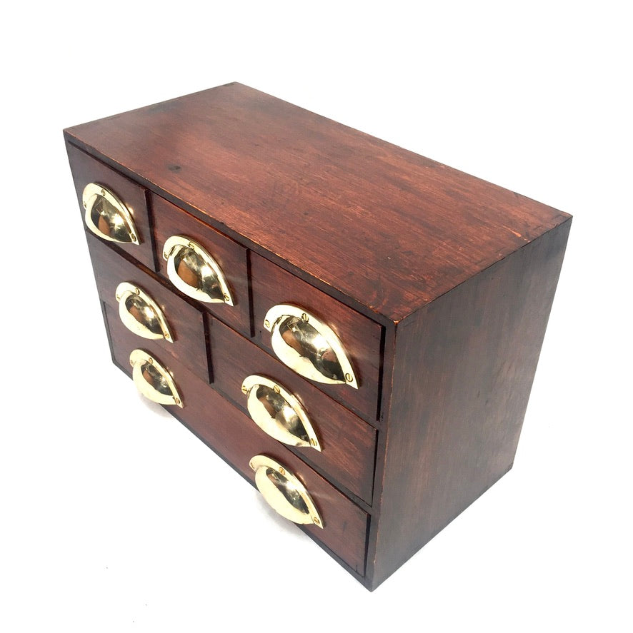 Vintage Wooden Tabletop Storage Drawers / Desktop Filing Cabinet Box c.1950