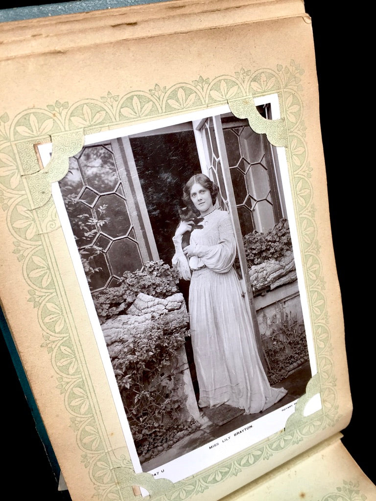 Antique Art Nouveau Early 20th Century Postcard Album / Photo Book / Scrapbook