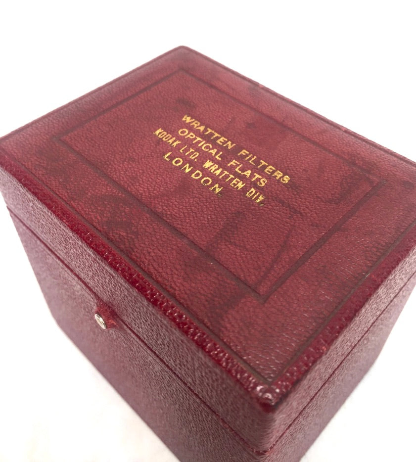 Antique Kodak Wratten Filterrs Optical Flats in Red Leather Bound Storage Box
