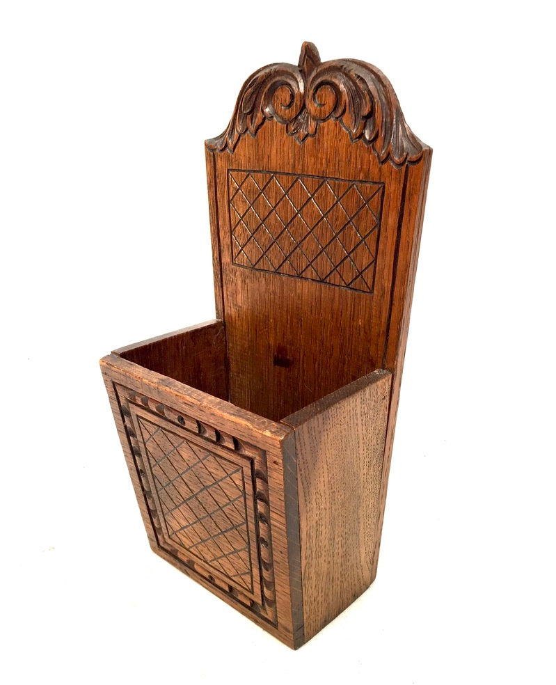Antique Wooden Tabletop / Wall Hanging Wooden Candle Box Church Used c.1930
