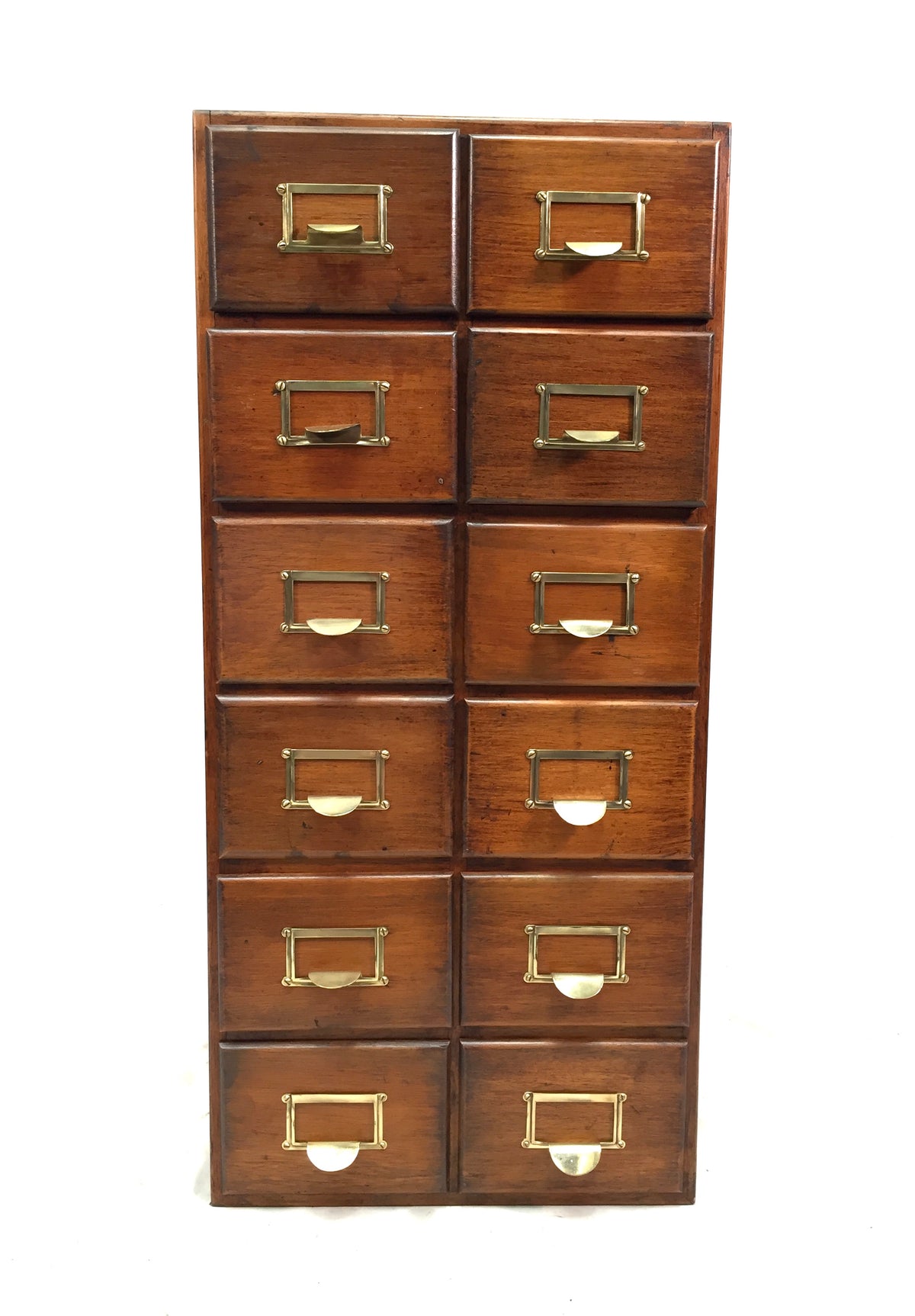 Antique 20th Century Large Wooden Index Card Drawer Unit Storage Cabinet c.1930