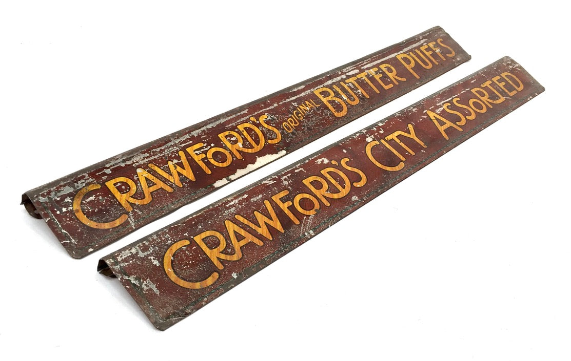 Antique Advertising Crawford & Sons Biscuits Tin Lithograph Shop Shelf Signs