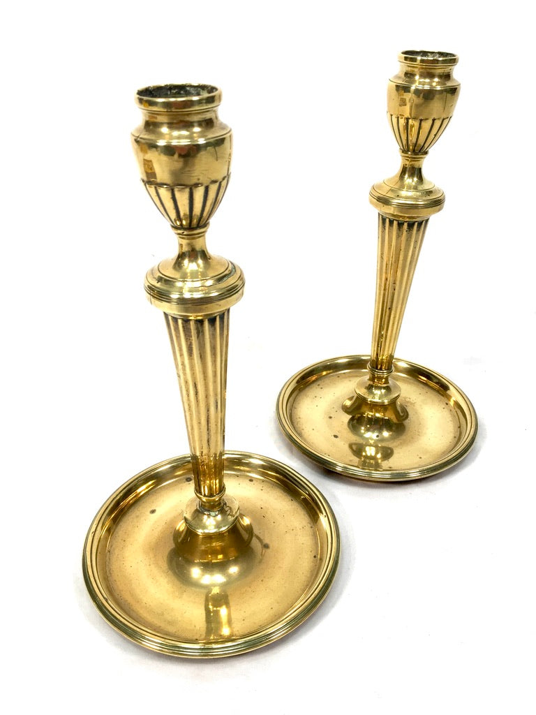 Antique Pair Of Brass Candle Stick Holders Art Nouveau 20th Century c.1910
