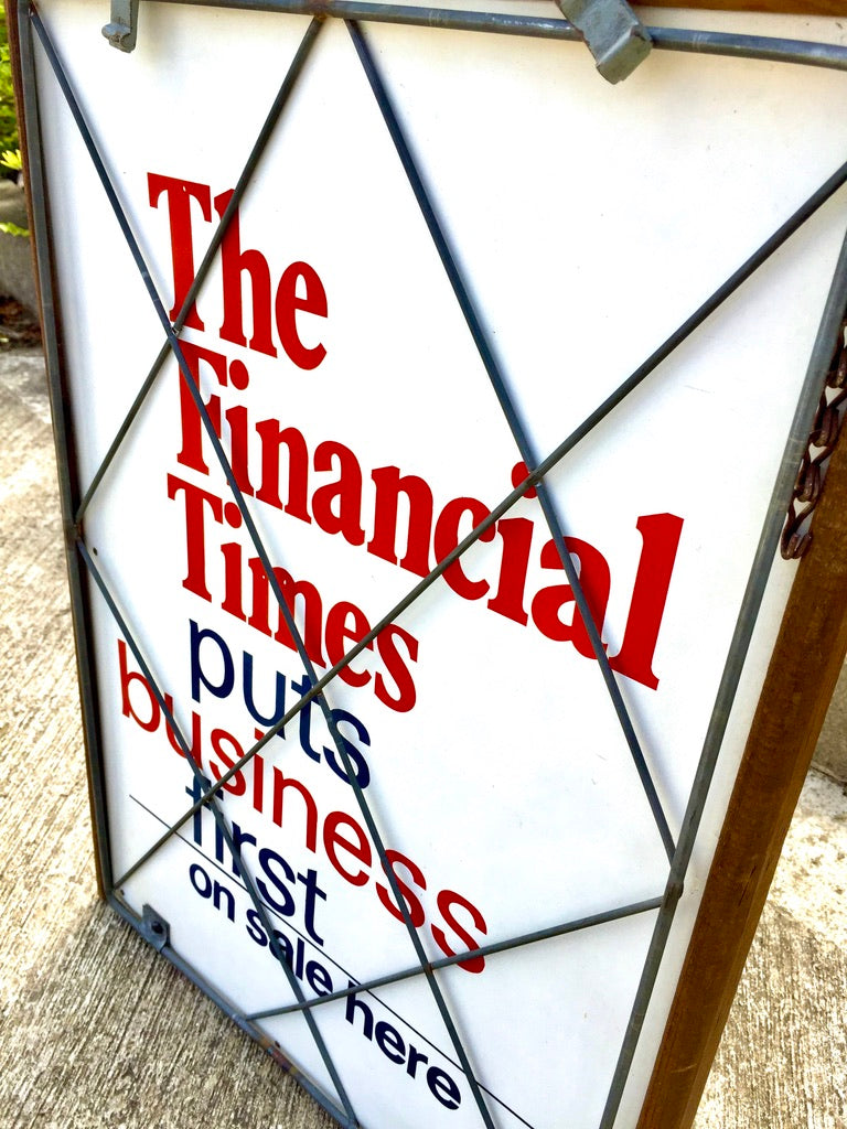 Antique Advertising The Financial Times Wooden Wall Hanging Newsagents Shop Sign