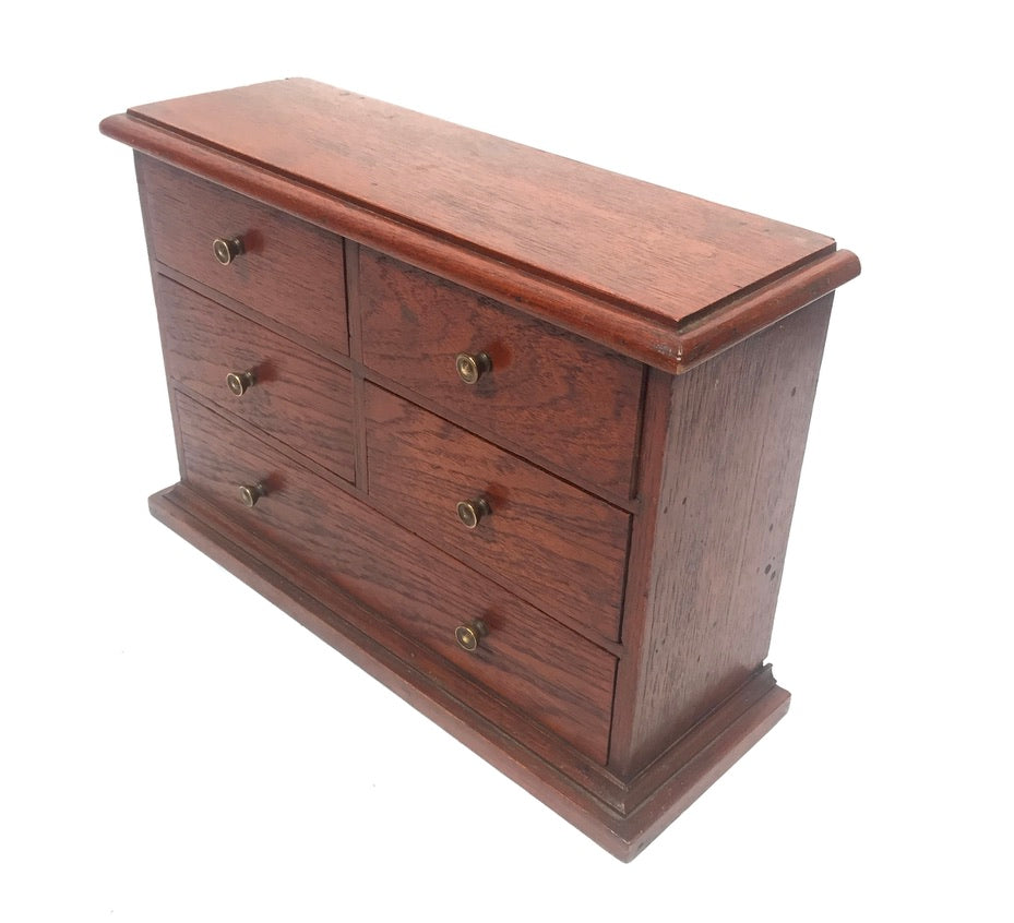 Antique Tabletop Wooden Small Chest of Drawers / Storage Box Cabinet c.1930