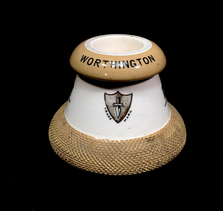 Antique Advertising Ceramic Worthington Match Stick Holder & Striker - Fieldings