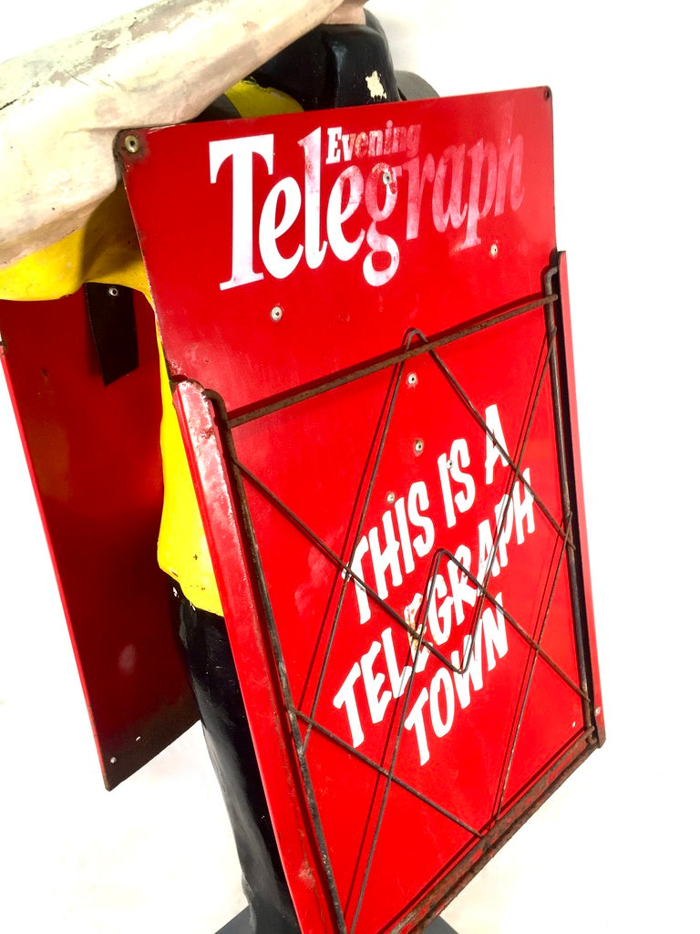 Life-Size Antique Advertising Display – 1970s Evening Telegraph Paper Boy