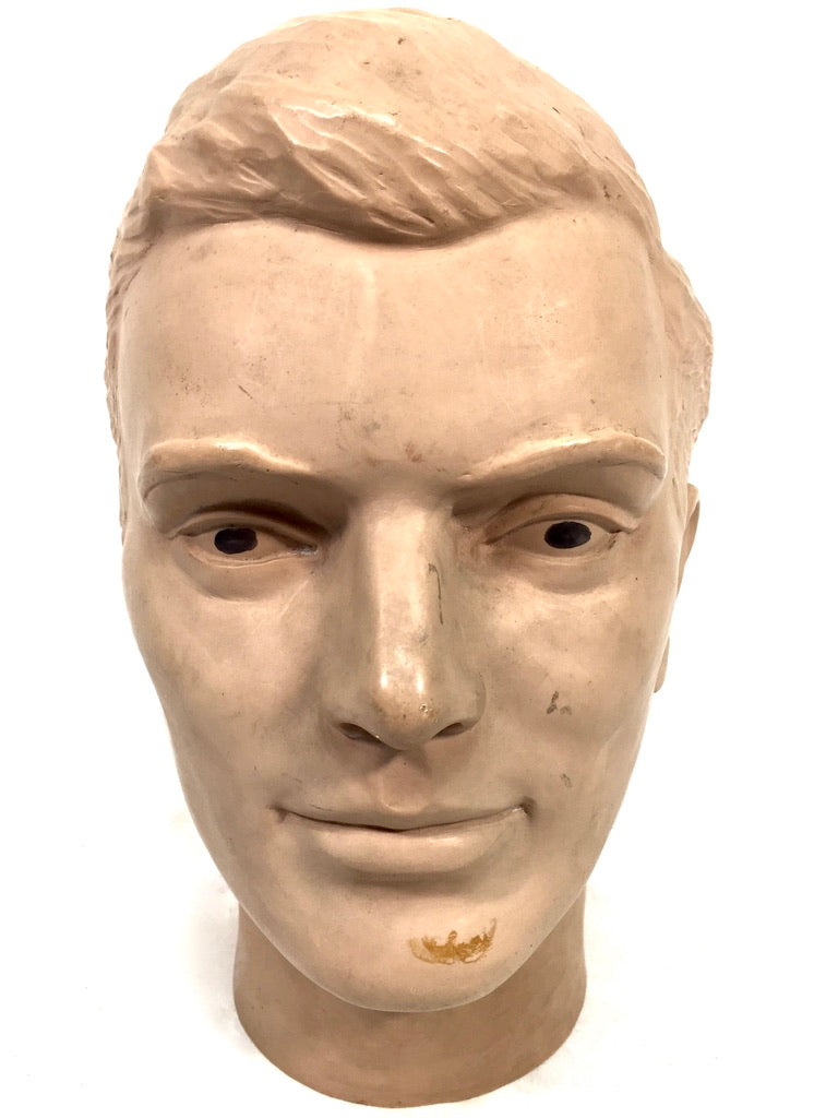 Vintage Tabletop Shop Display Male Mannequin Head / Bust Sculpture 20th Century