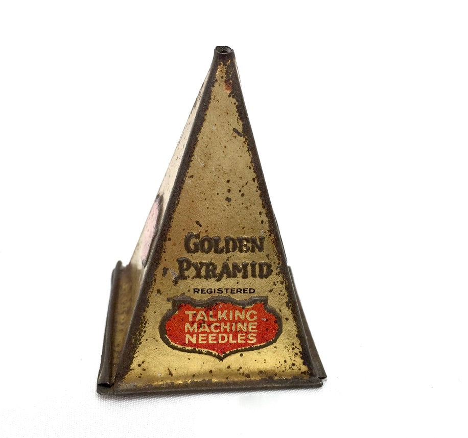 Antique Advertising - Golden Pyramid 200 Extra Loud Gramophone Needle Tin c.1920
