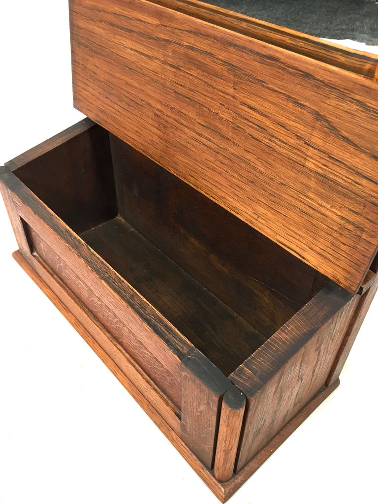 Antique Wooden Oak Entrance Hall Wall Mirror with Storage Box / Bathroom c.1930