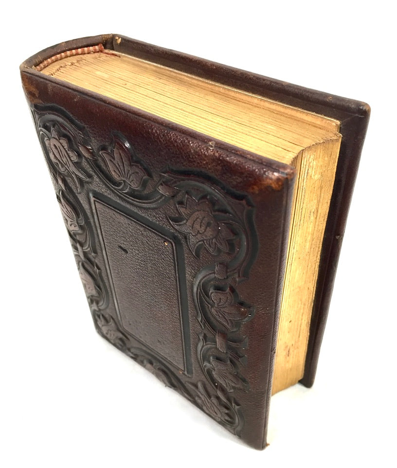 Antique 19th Century Victorian Brown Leather Bound Photo Album Book c.1890