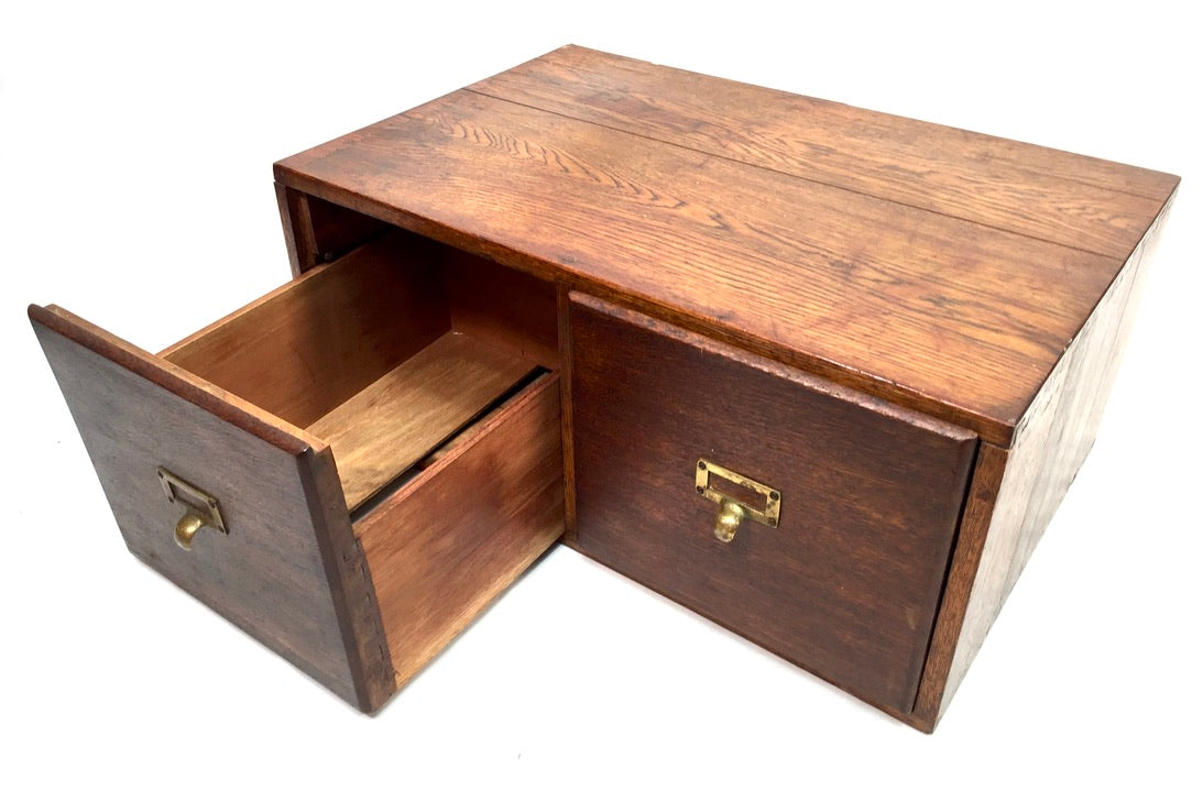Antique 20th Century Tabletop Wooden Index Card Drawers / Storage Box c.1930