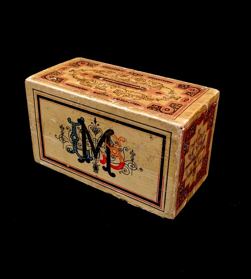 Antique Wooden London Missionary Society "LMS" Box Collection Offering Box
