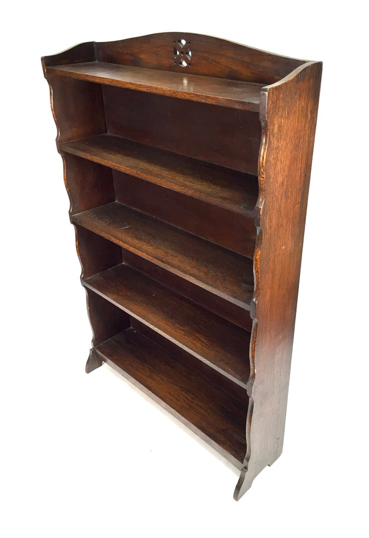 Antique Wooden Solid Oak Bookcase / Book Shelf Display Rack Freestanding c1930